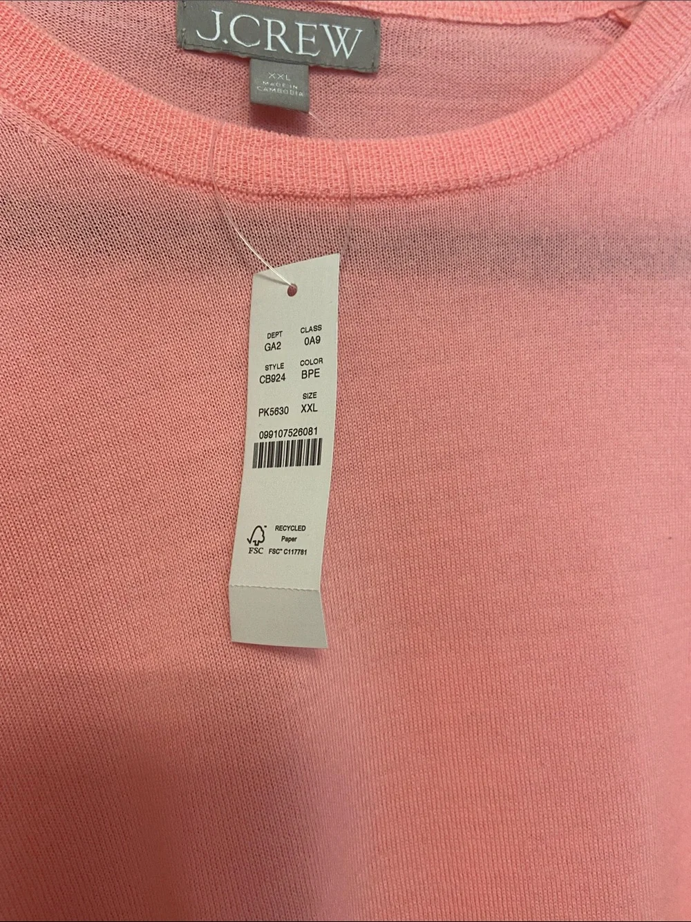 NWT J. Crew Lightweight Scoopneck Sweater in Coral. Merino wool size 2xl